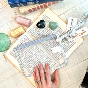 Clear Wristlet Clutch with Silver Trim